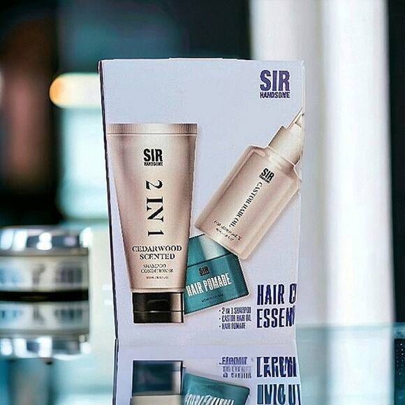3 PRODUCTS Men Hair Care ESSENTIALS Shampoo Hair Oil Shine Pomade Spa Quality